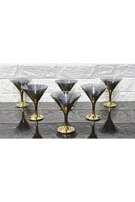 atabey home TİTANYUMDONDURMALIK 6'li Dondurmalik & Şekerlik Titanyum Gold & Kase & Kadeh 190 Ml Paşabahçe 44410