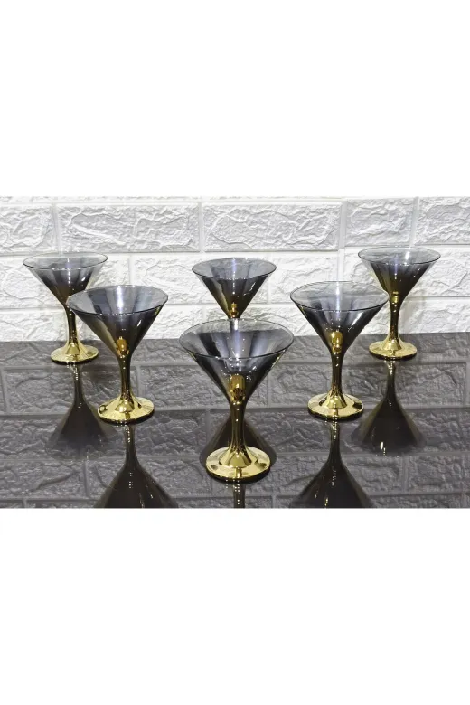 atabey home TİTANYUMDONDURMALIK 6'li Dondurmalik & Şekerlik Titanyum Gold & Kase & Kadeh 190 Ml Paşabahçe 44410
