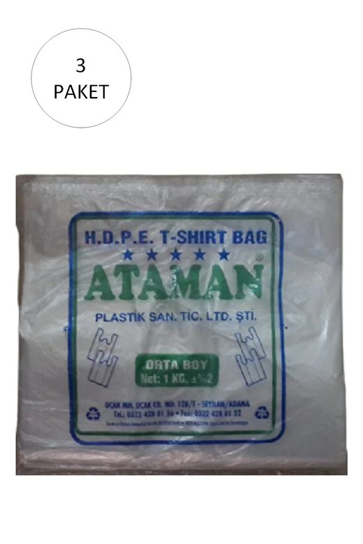 Ataman RT-RYL-HMR11009 Kalın Şeffaf Atlet Poşet Orta Boy 27X47 Cm 1 Kg (3 Paket-Takriben 435 Adet)