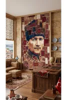 Atatürk Desenli Duvar Örtüsü Halısı