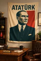 Atatürk Temalı Duvar Örtüsü Halısı Kaliteli Kumaş