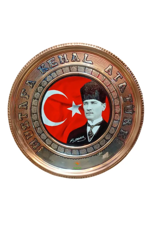 ATATÜRK30CM02 Atatürk Tablo Bakir Tablo M.k.atatürk Tablosu Özel Elişçiliği A++ Kaalite 30 Cm Ebatli Safir Tablo