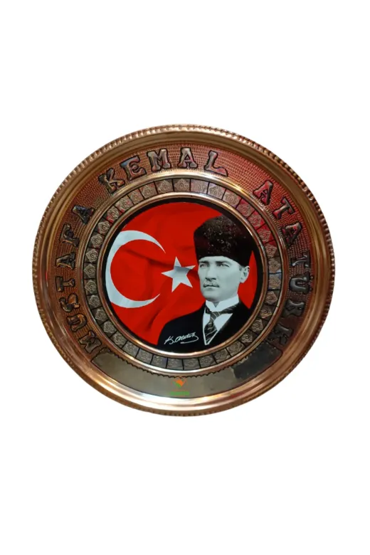 ATATÜRK30CM02 Atatürk Tablo Bakir Tablo M.k.atatürk Tablosu Özel Elişçiliği A++ Kaalite 30 Cm Ebatli Safir Tablo