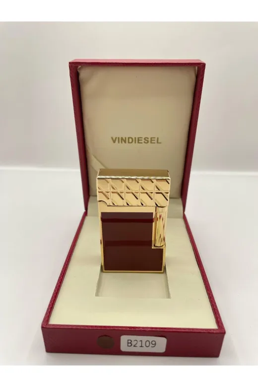 Atheris Gift VN.0121144 Gazli Menteşeli Bordo Renkli Altin Sarisi İşlemeli Çakmak