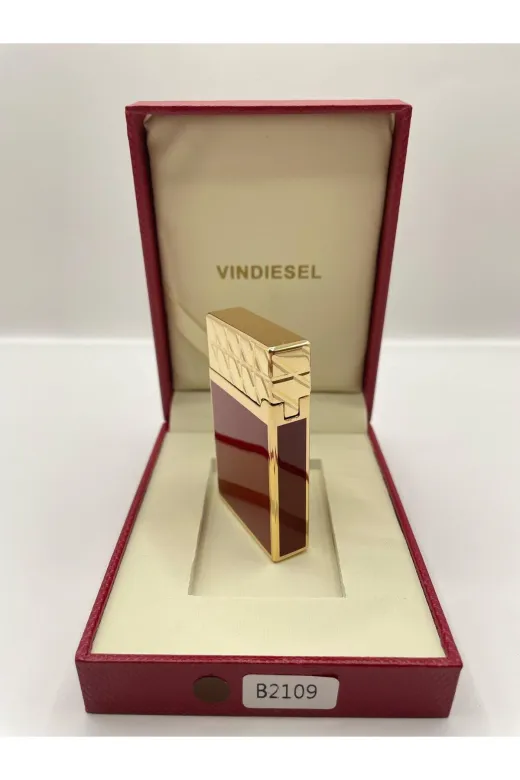 Atheris Gift VN.0121144 Gazli Menteşeli Bordo Renkli Altin Sarisi İşlemeli Çakmak