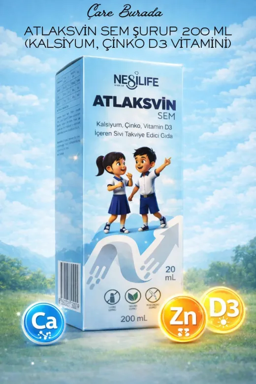 Atlaksvin Sem Şurup 200 Ml (Kalsiyum, Çinko D3 Vitamini)
