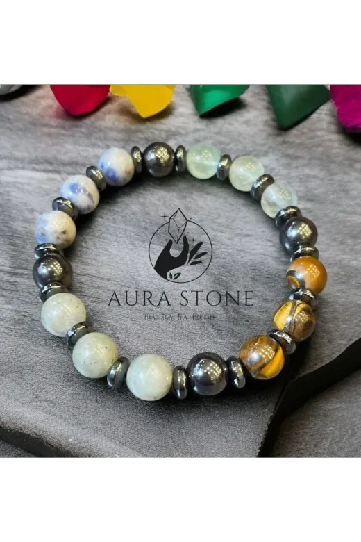 AURA STONE BLK-ÖĞRNC1 Aurastone Doğal Taş Öğrenci Bilekliği