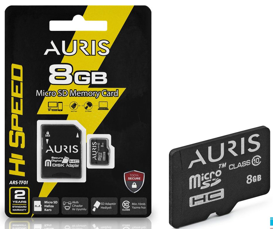 Auris 8Gb Hafıza Kartı Micro Sd Hafıza Kartı Adaptör Dahil