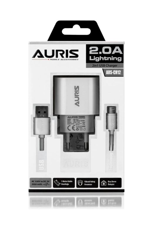Auris Ars-Cb12 2A Lightning Kablo Ve Adaptör Şarj Seti Şarj Aleti