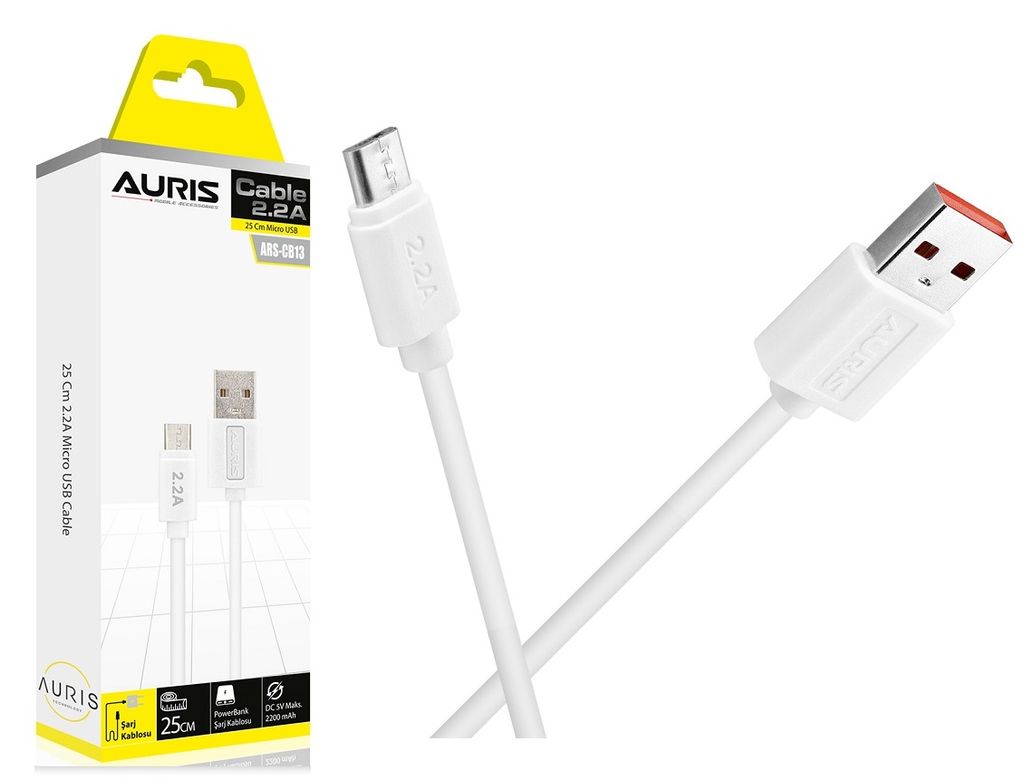 Auris Ars-Cb13 2.1A Micro 25Cm Usb Powerbank Şarj Kablosu