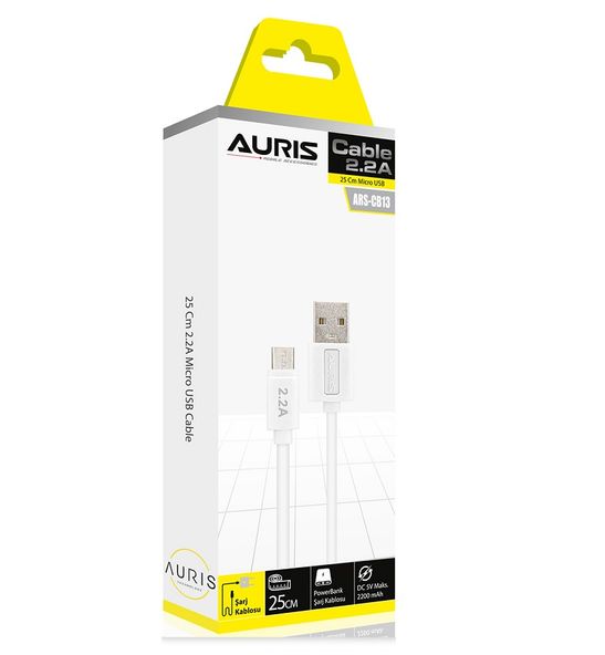 Auris Ars-Cb13 2.1A Micro 25Cm Usb Powerbank Şarj Kablosu