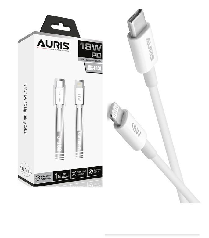 Auris Ars-Cb40 18W Usb-C Lightning Eco 1Mt Şarj Data Veri Kablosu