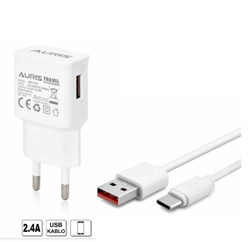 Auris Ars-Ch02 2.2A Type-C Hızlı Şarj Seyahat Şarj Cihazı