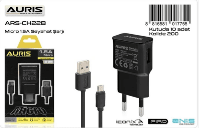 Auris Ars-Ch22B Micro Set 1.5A Şarj Cihazı