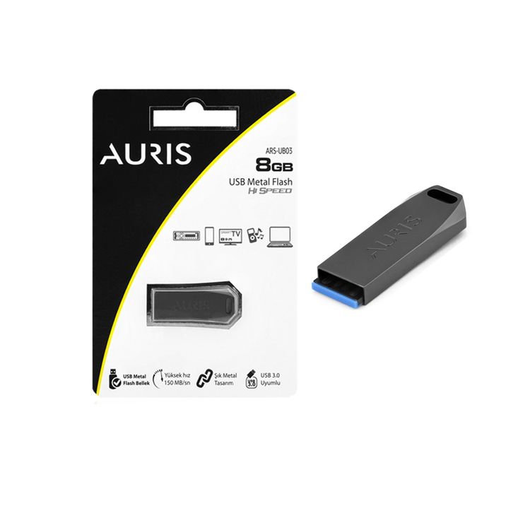 Auris Aum8 Usb 3,0 Metal Flash Bellek 8Gb Siyah
