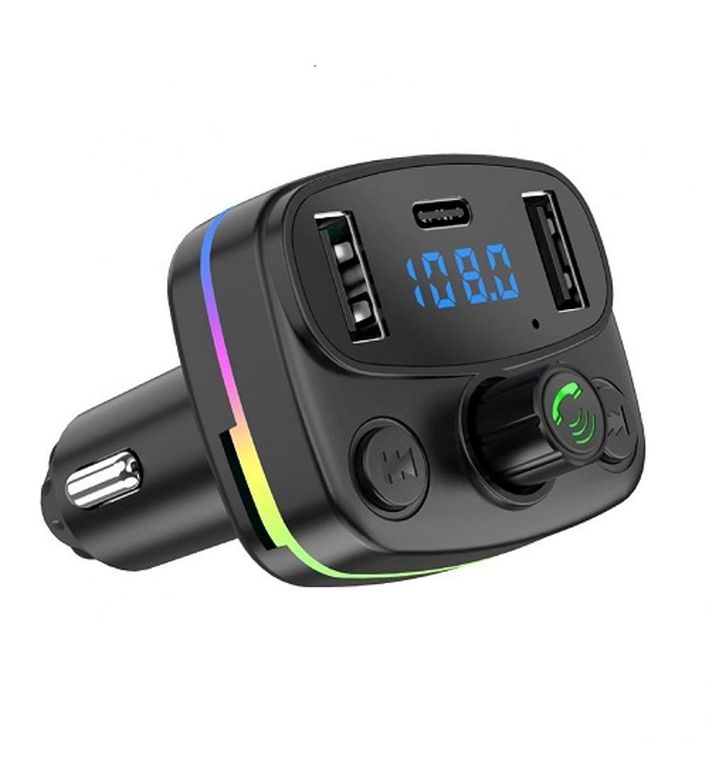 Auris M44  Wireless, 1A 2Xusb, Tf Kartlı Type-C, Rgb Işıklı Fm Transmitter