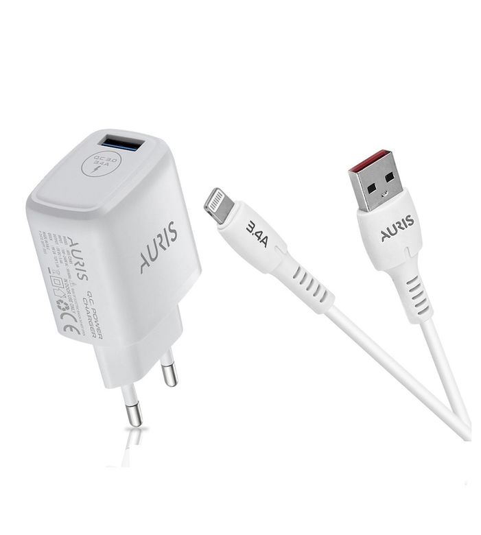Auris Şarj Aleti Seti İphone Lightning Usb Kablo Ve Başlık Ars-Ch41
