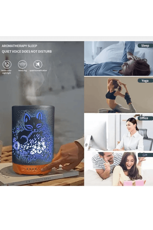 AUS-02 Auhma 7 Led Işıklı Desenli Kumandalı Zaman Ayarlı Aroma Hava Nemlendirici