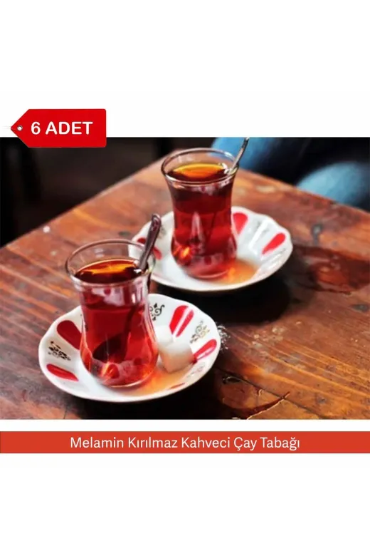 Avangart Mutfak TYCS59LGLN170626728700201 6 Adet - Kırılmaz Melamin Kahveci Çay Tabağı 10 Cm Kırmızı, Beyaz Yaldızlı