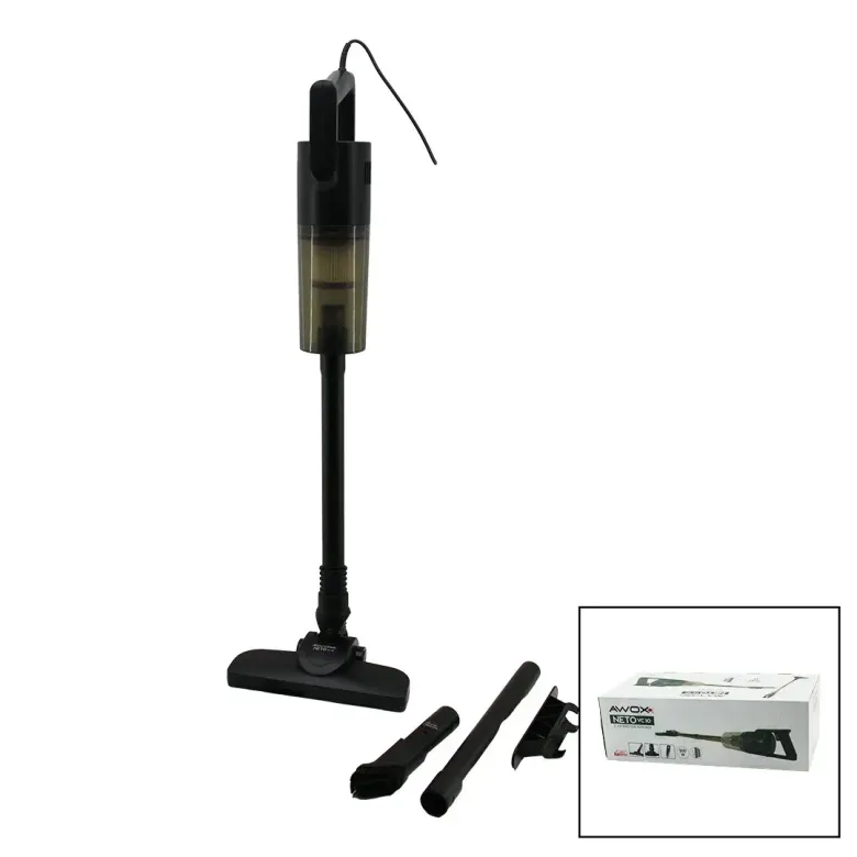 Awox Neto VC-10 Siyah Metal Saplı Dik Elektrikli Süpürge 500W 5MT KABLOSAP=75+35=110CMHEPA Filtre