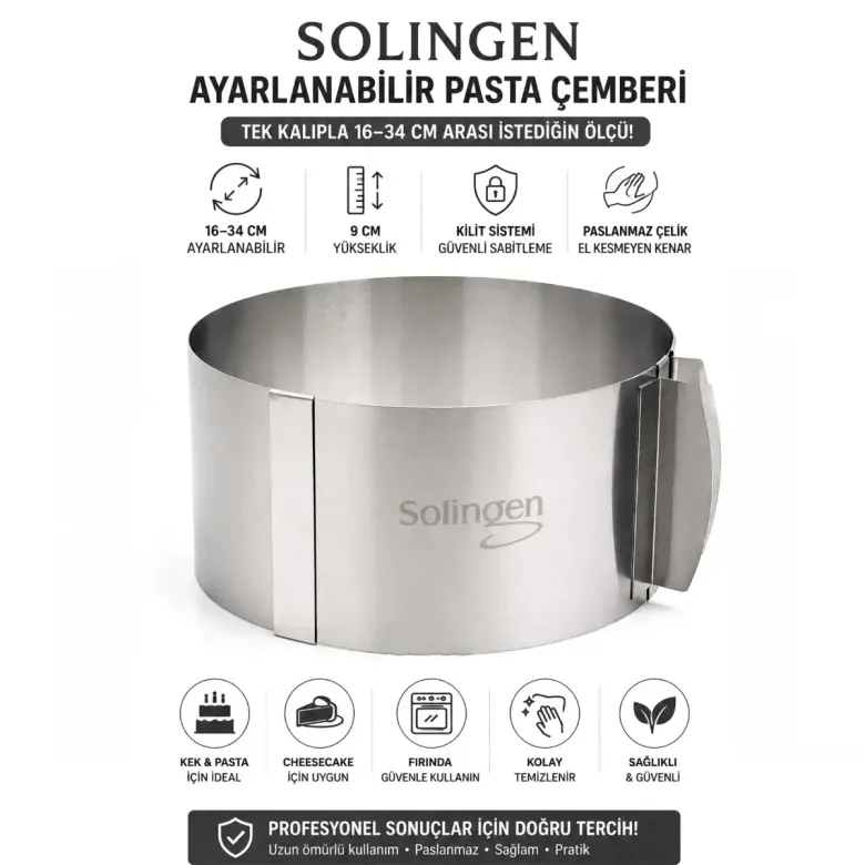Ayarlanabilir Metal Kek Kalıp 16-34CM