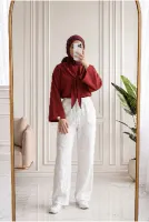 Aybanu Müslin Pantolon-MT523 Beyaz