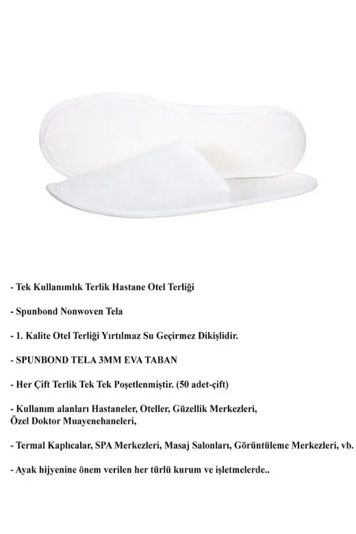 Ayliz Plast & Ambalaj OtelBukleti-1678 Ayliz Plast Ambalaj 50 Adet Tek Kullanımlık Otel Terliği Çiftli Beyaz Çift Ambalajlı