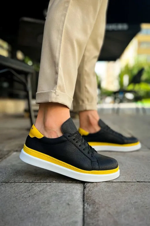 Aymood 158191AYM Mn979 - Santoni Gbt Spor Erkek Ayakkabı Siyah/sari