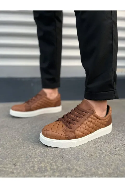 Aymood 159568aym Jy166 Prestige Bağcıklı Cilt Kapitone Desenli Erkek Günlük Sneaker Ayakkabı Cbt - Taba