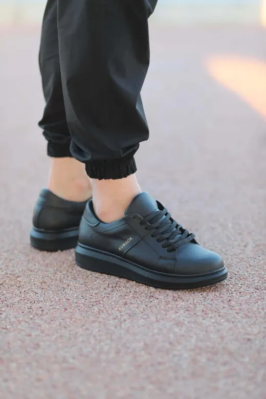 Aymood AYMSLW151 Slw151 Boost Bağcıklı Cilt Erkek Günlük Sneaker Ayakkabı St Siyah