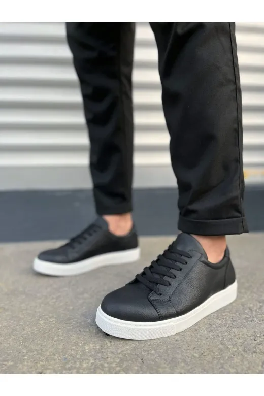 Aymood JY165AYM Jy165 Elite Bağcıklı Cilt Erkek Günlük Sneaker Ayakkabı Cbt - Siyah