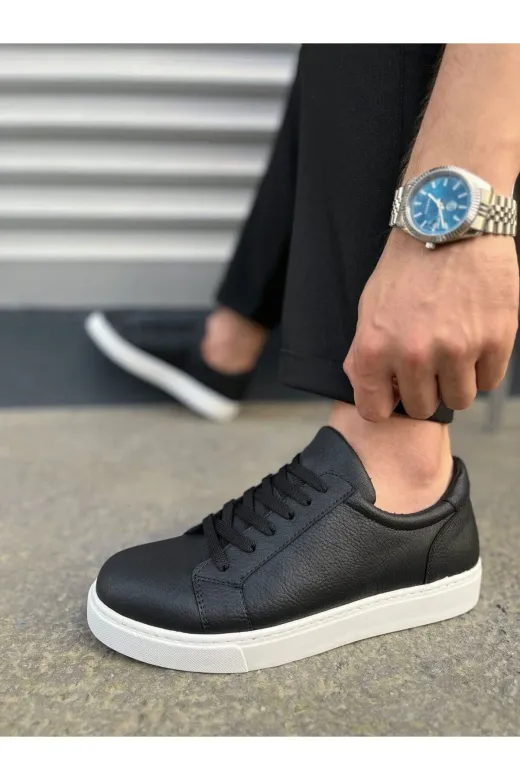 Aymood JY165AYM Jy165 Elite Bağcıklı Cilt Erkek Günlük Sneaker Ayakkabı Cbt - Siyah