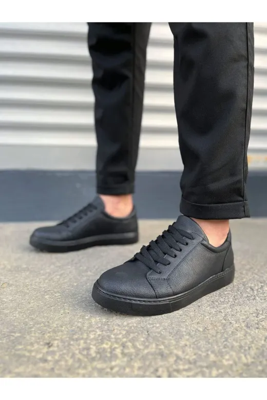 Aymood JY165AYM Jy165 Elite Bağcıklı Cilt Erkek Günlük Sneaker Ayakkabı Cst - Siyah