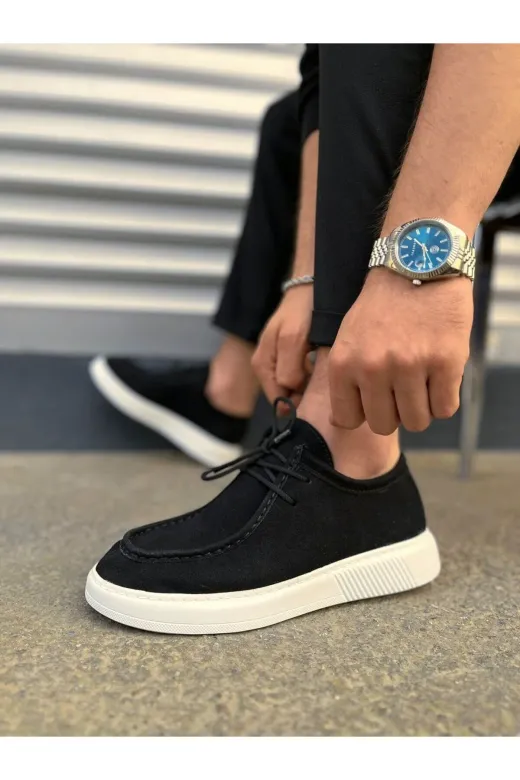 Aymood JY170AYM Jy170 Tornado Bağcıklı Süet Erkek Günlük Spor Klasik Ayakkabı Sbt - Siyah
