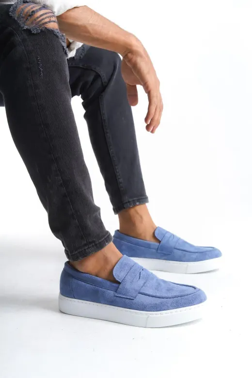 Aymood SLW180AYM Slw180 Estilo X Bağcıksız Süet Erkek Günlük Spor Klasik Ayakkabı Bt Mavi