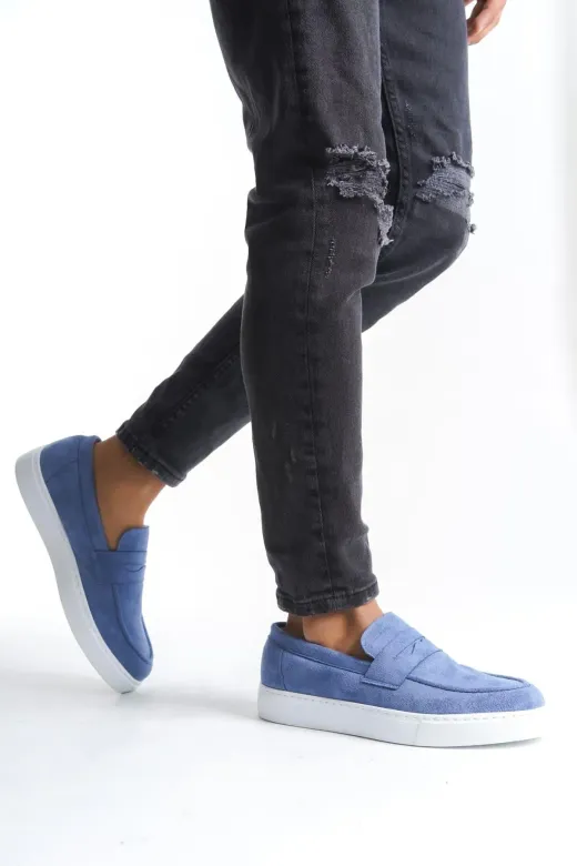Aymood SLW180AYM Slw180 Estilo X Bağcıksız Süet Erkek Günlük Spor Klasik Ayakkabı Bt Mavi