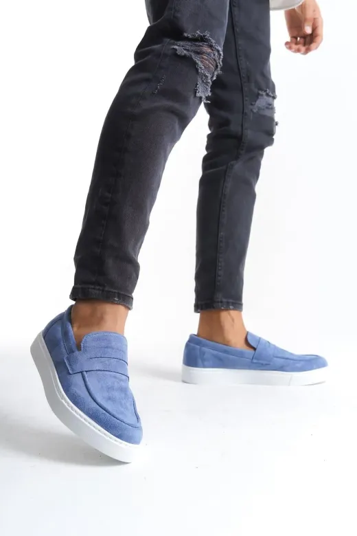 Aymood SLW180AYM Slw180 Estilo X Bağcıksız Süet Erkek Günlük Spor Klasik Ayakkabı Bt Mavi