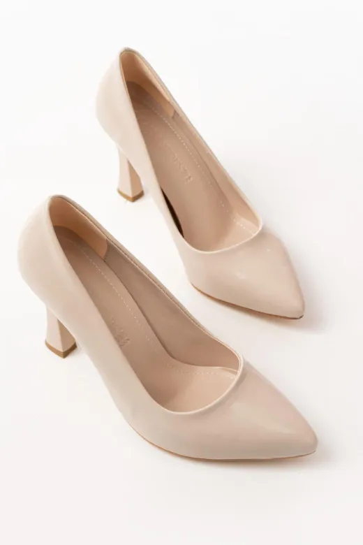 Aymood ST-001aymm St-001 Bej Rugan Günlük 9 Cm Topuklu  Stiletto Ayakkabı