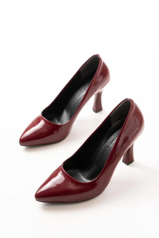 Aymood ST-001aymm St-001 Bordo Rugan Günlük 9 Cm Topuklu Stiletto Ayakkabı