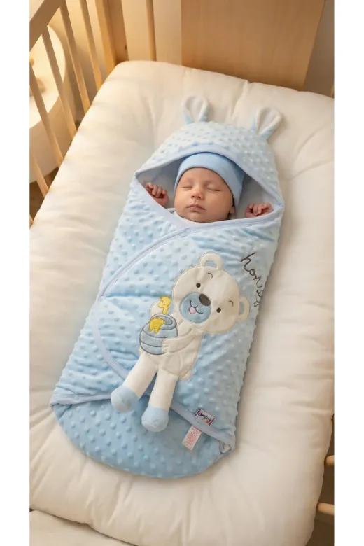 Baby Clime 0–9 Ay Nohut Kundak Battaniye - İsimli Erkek Uyku Tulumu - Ayıcık Modeli