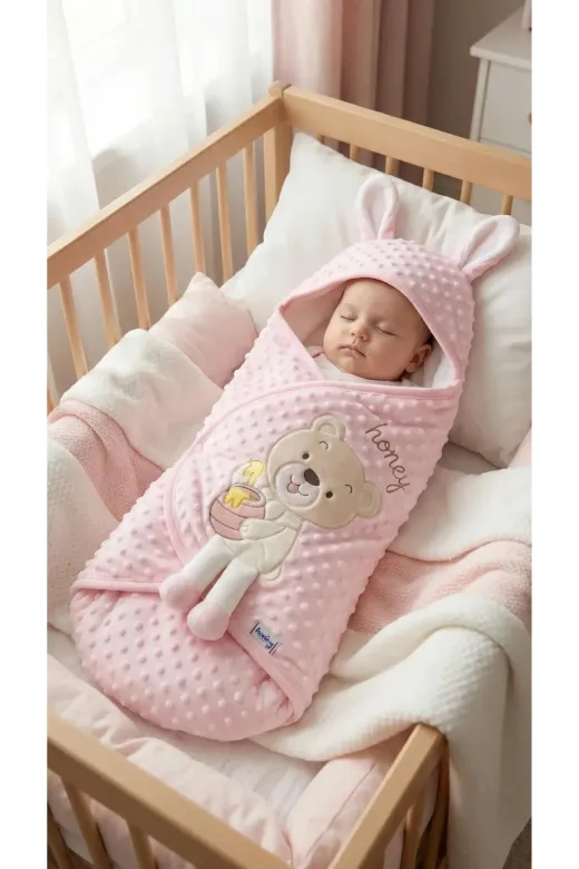 Baby Clime 0–9 Ay Nohut Kundak Battaniye - İsimli Kız Uyku Tulumu - Ayıcık Modeli