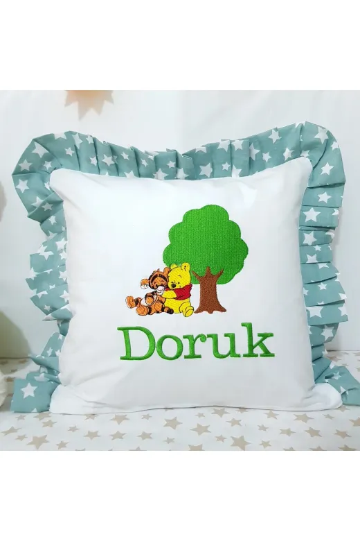 Baby Clime 5.KIRLENT Fırfırlı Kırlent Bebek Isimli 40X40 Cm Nakışlı Takı Yastığı Içi Dolgulu