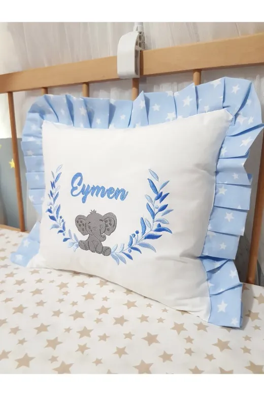 Baby Clime 6.KIRLENT Fırfırlı Kırlent Bebek Isimli 40X40 Cm Nakışlı Takı Yastığı Içi Dolgulu