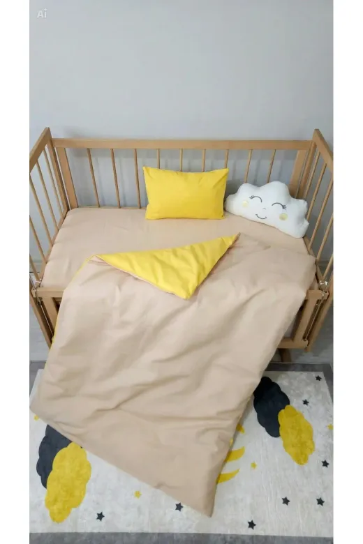 Baby Clime 6USR-90130-1 5 Parça Bebek Uyku Seti 90X130 Yorganlı - Dekoratif Bulut Yastık Hediyeli