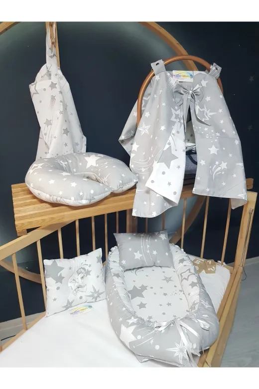 Baby Clime 7PARÇA-2. 7 Parça Bebek Seti – Babynest Anne Yanı Yatak, Puset Takımı, Emzirme Yastığı Ve Minderi