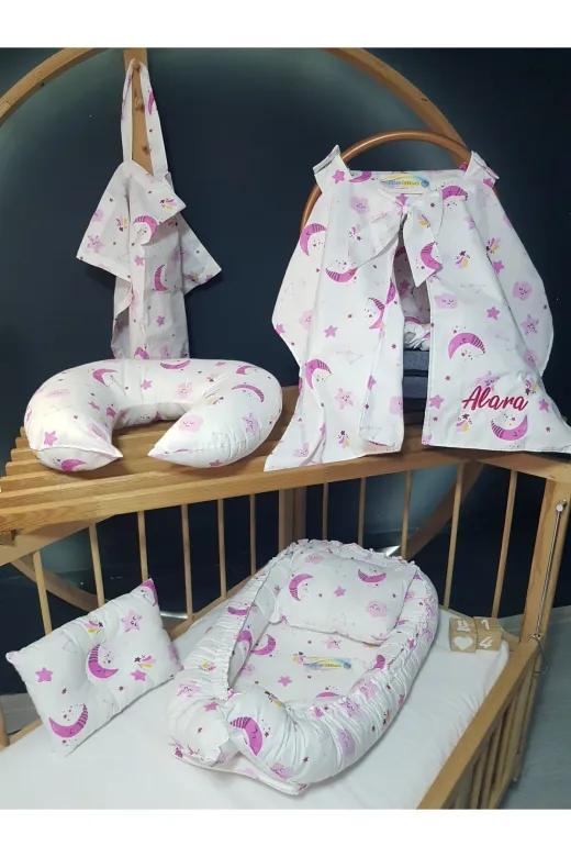 Baby Clime 7PARÇA-3. İsimli Nakışlı Puset Örtüsü - 7 Parça Bebek Seti - Babynest, Emzirme Ürünleri Ve Puset Takımı