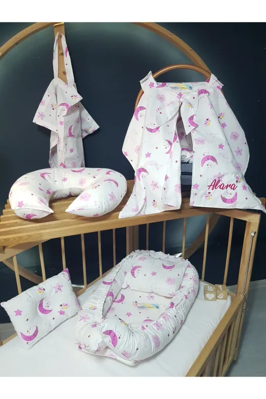 Baby Clime 7PARÇA-3. İsimli Nakışlı Puset Örtüsü - 7 Parça Bebek Seti - Babynest, Emzirme Ürünleri Ve Puset Takımı