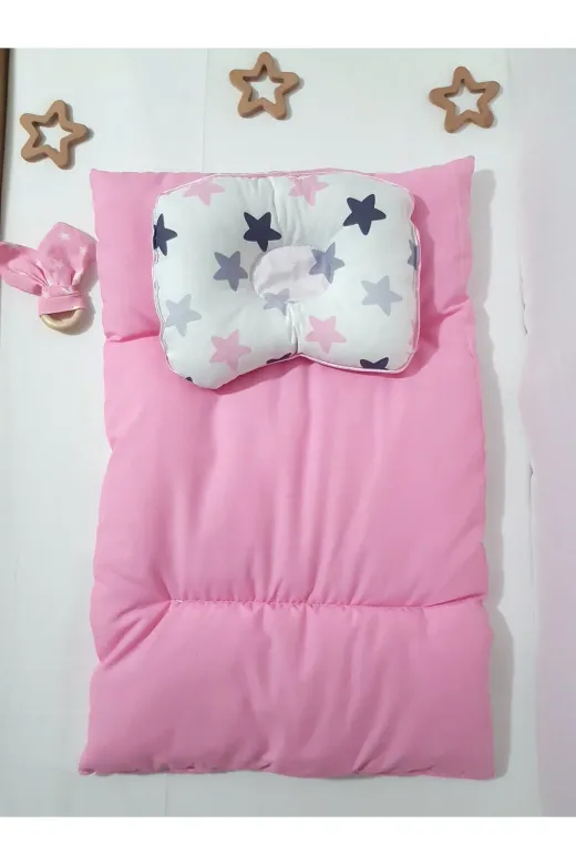 Baby Clime ALTMİN+BDY+DİŞK-3. Alt Açma Minderi Çift Taraflı Pembe Bulut - Baş Düzeltme Yastığı Ve Diş Kaşıyıcı Hediye!