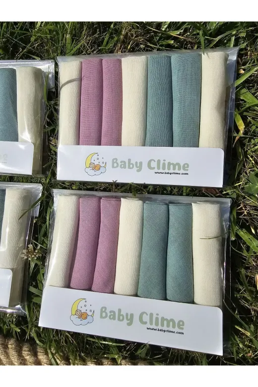 Baby Clime BABC-MÜSAĞBEZ7Lİ Müslin Bebek Ağız Silme Mendili 7'li - % 100 Pamuk 22X22 Cm Ağız Bezi - Düşler Serisi (Pembe Tonlar)