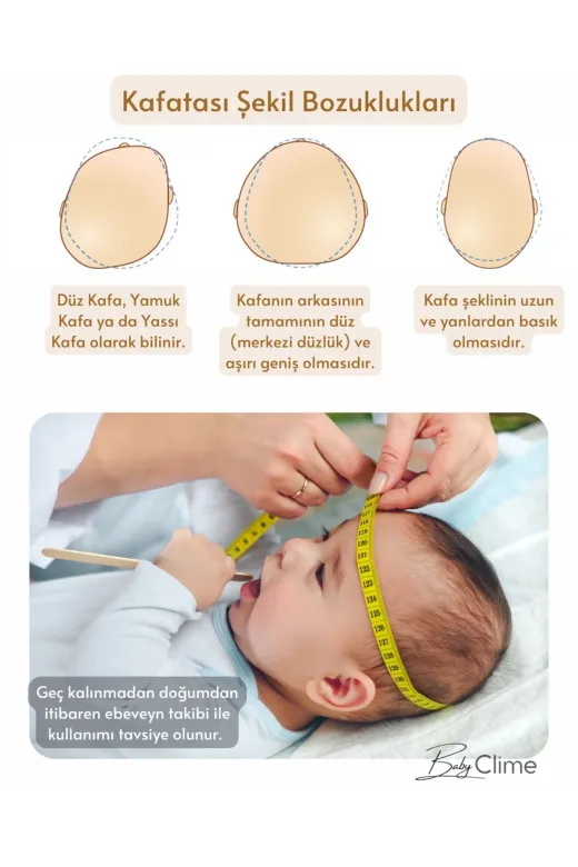 Baby Clime BAŞDY-1. Bebek Baş Düzeltme Yastığı, Düz Kafa Sendorumu Önleyici Yastık